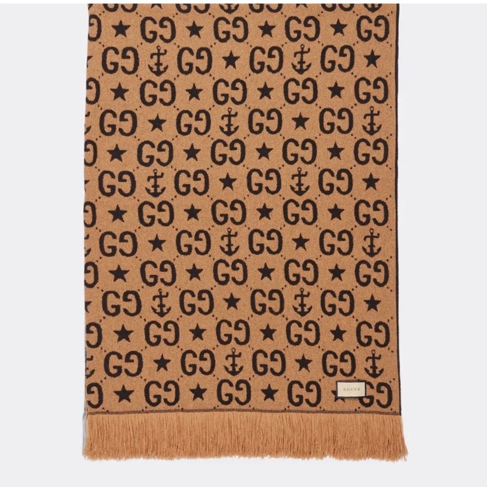 GUCCI WOOL GG/ANCHOR THROW BLANKET RARE